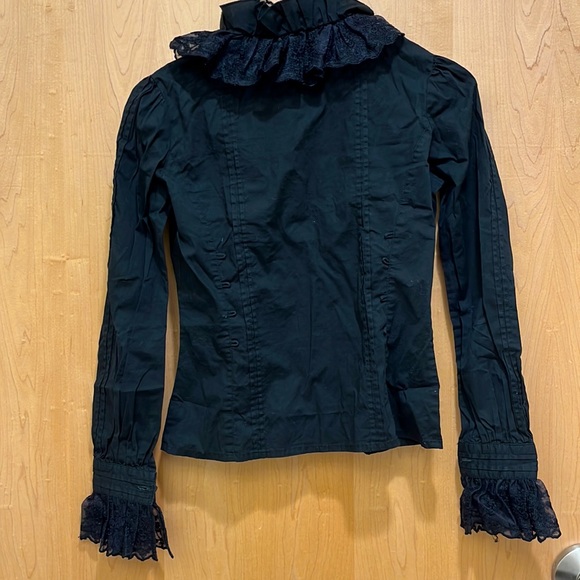 Gothic chivalry Black Blouse Size 2 - Picture 6 of 7